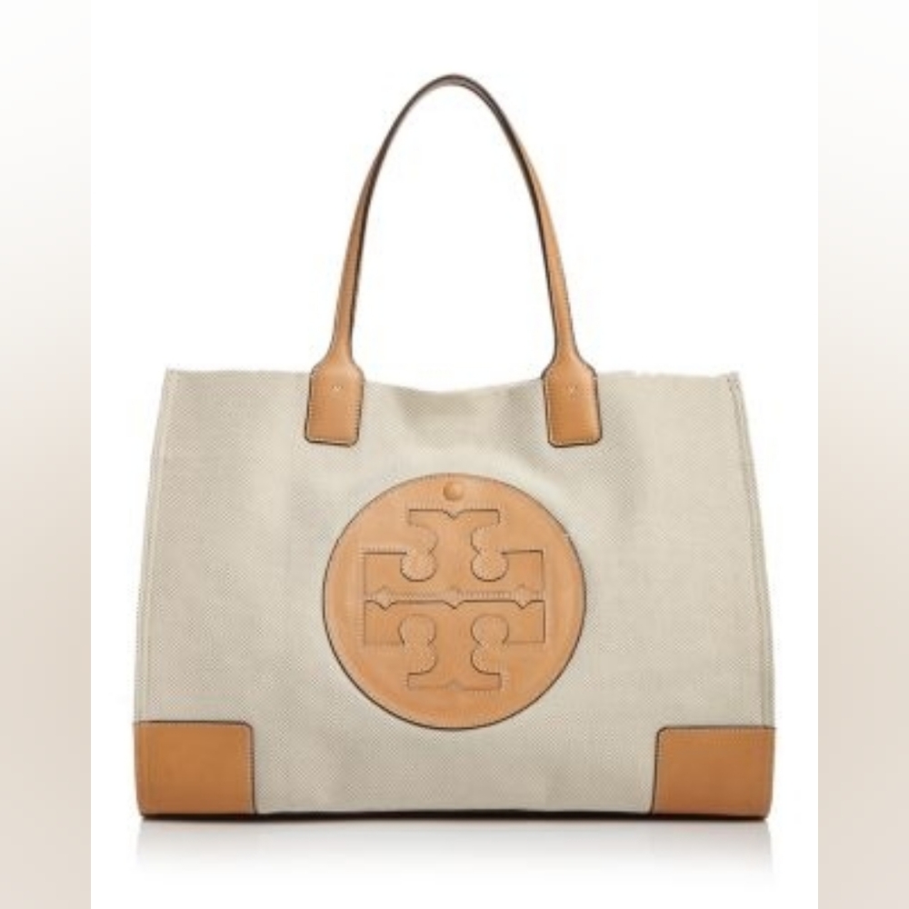 Tory Burch Cream Canvas Ella Tote